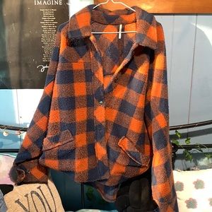 Orange and blue plaid  heavy coat